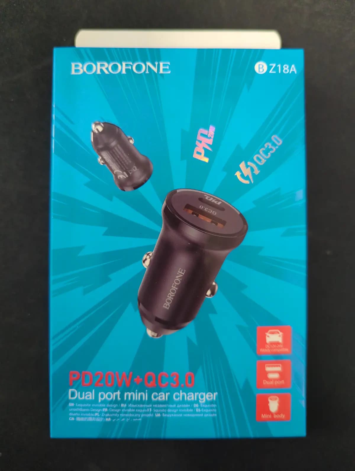 Automobilinis įkroviklis Borofone BZ18A USB-A/Type-C ...
