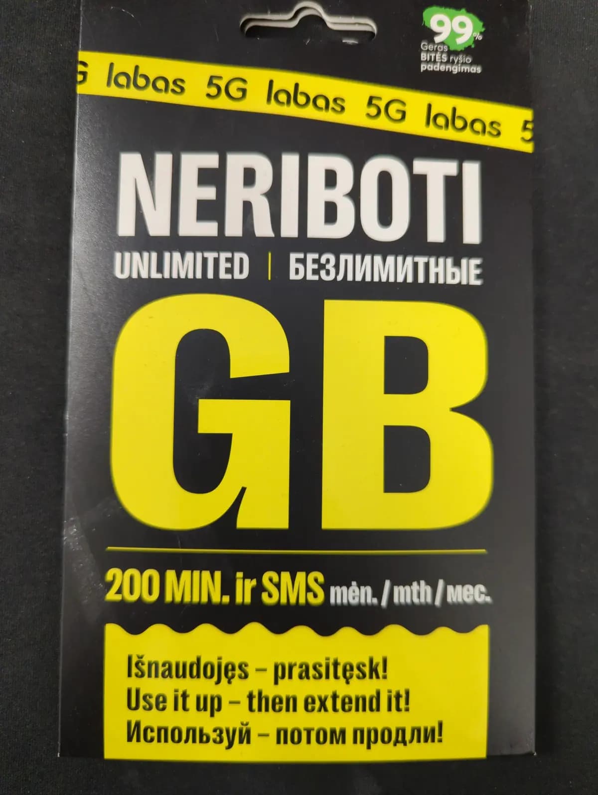 LABAS pakuotė NERIBOTI GB mėn.