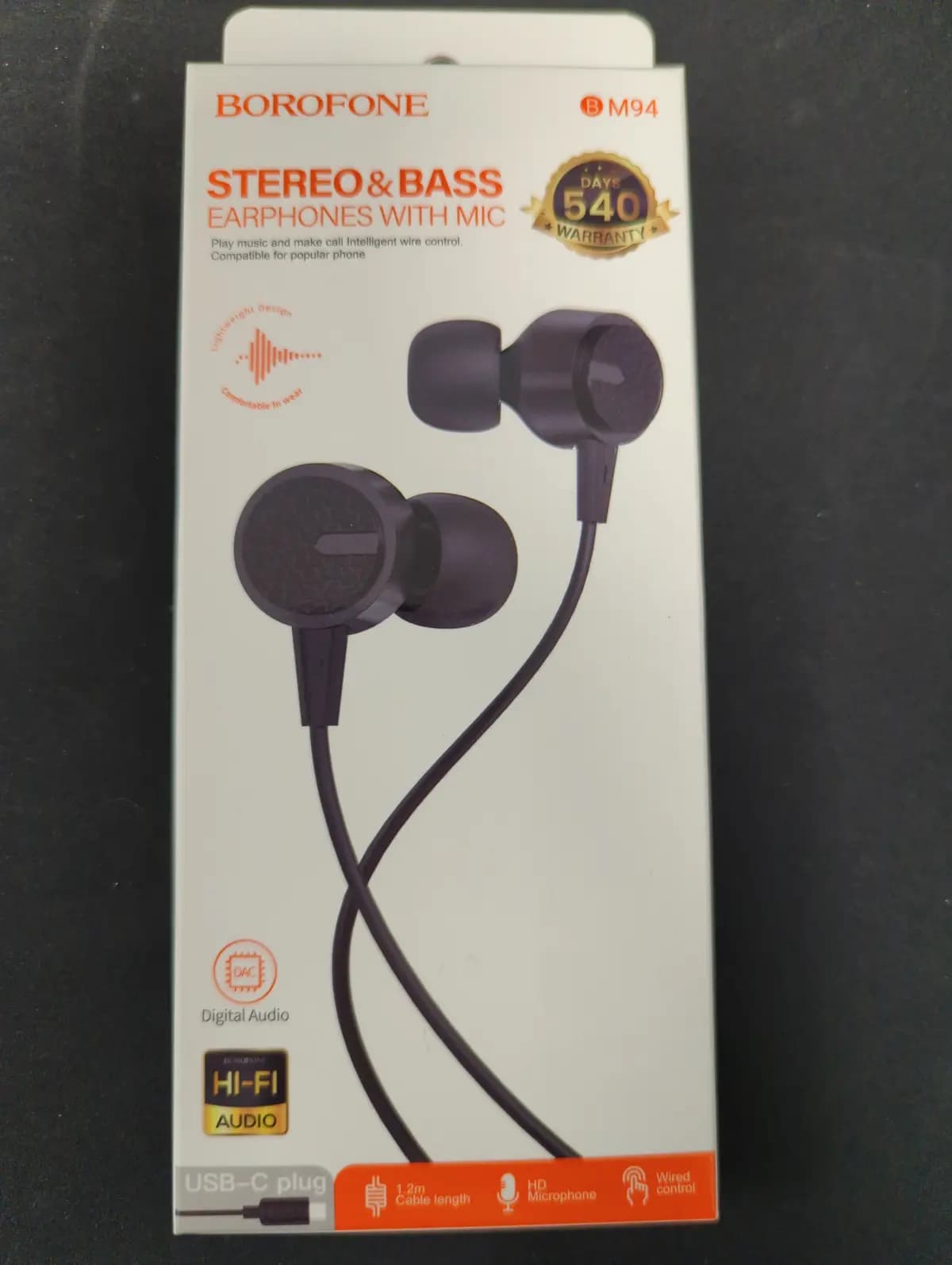 Ausinės Borofone BM94 USB-C juodos