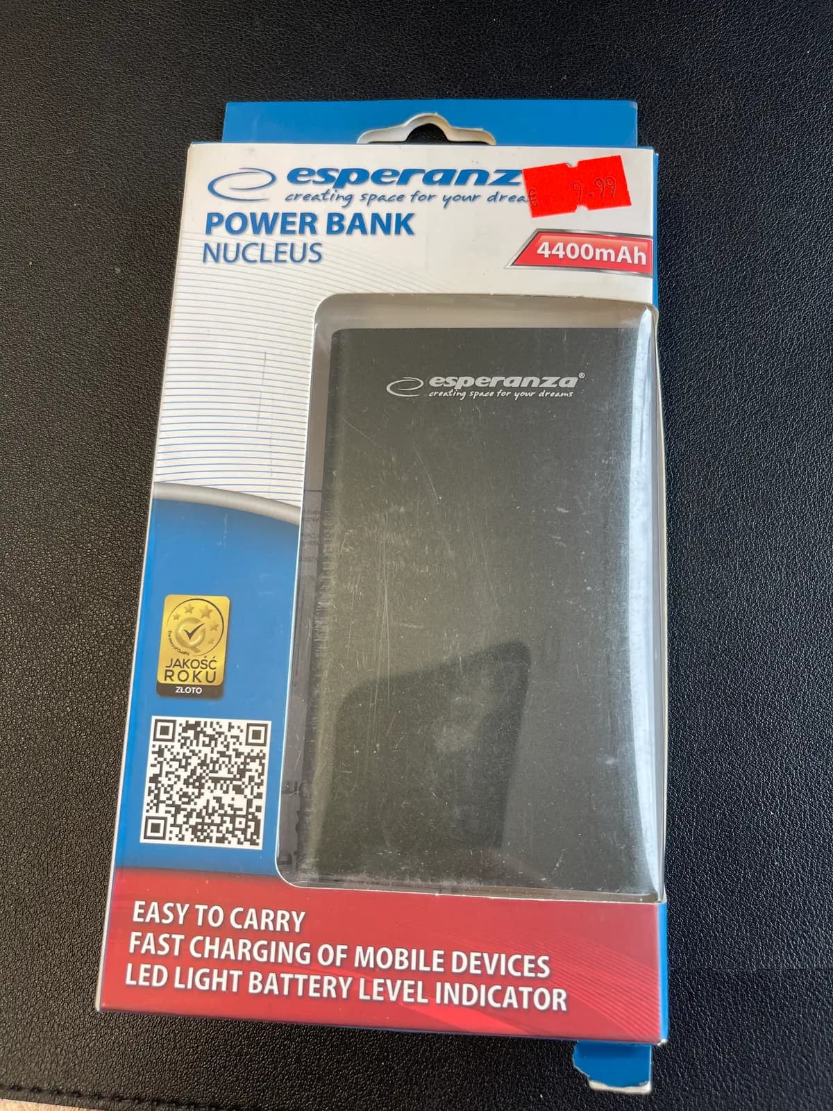 Esperanza Powerbank Nucleus 4400mAh Czarny (EMP116K)
