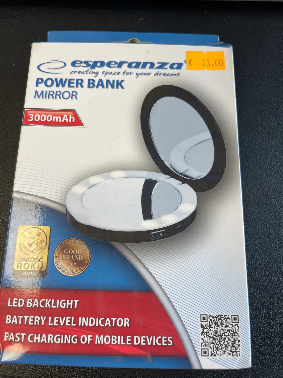 Išorinė baterija Esperanza EMP121K 3000 mAh, juoda