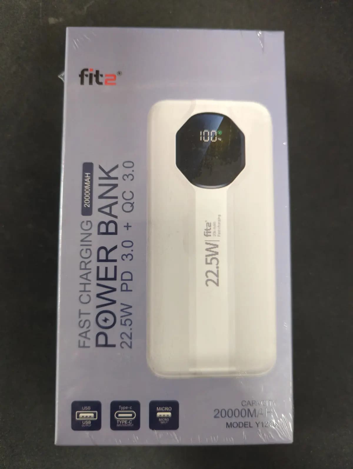 Greitojo įkrovimo išorinė baterija FIT2 Y1240 20000mAh